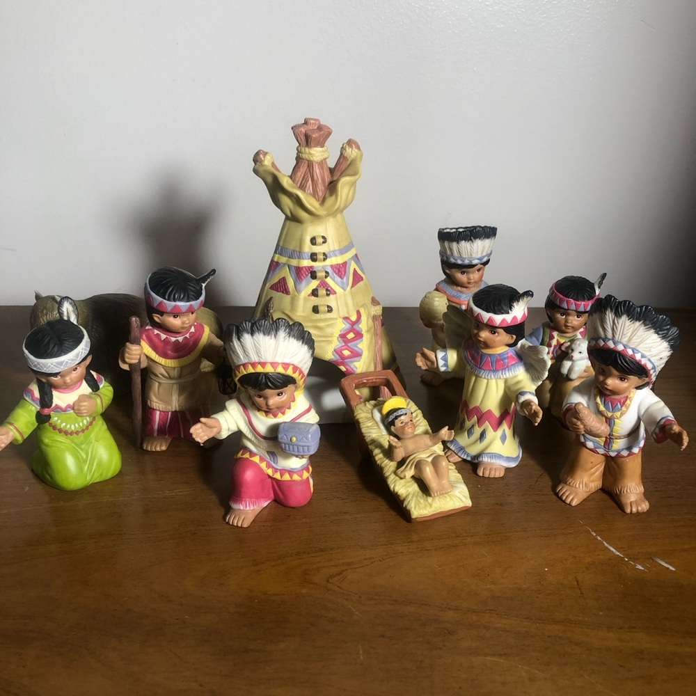 10 piece Native American Indian nativity set